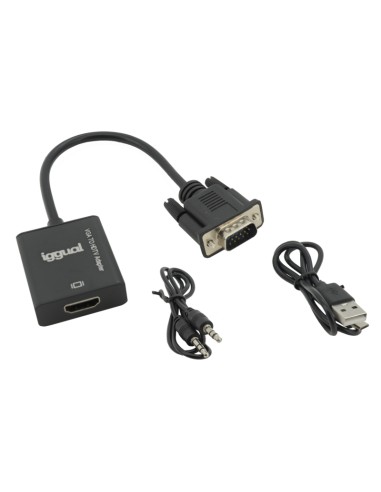 Adaptador VGA a HDMI + audio + microUSB