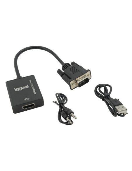 Adaptador VGA a HDMI + audio + microUSB