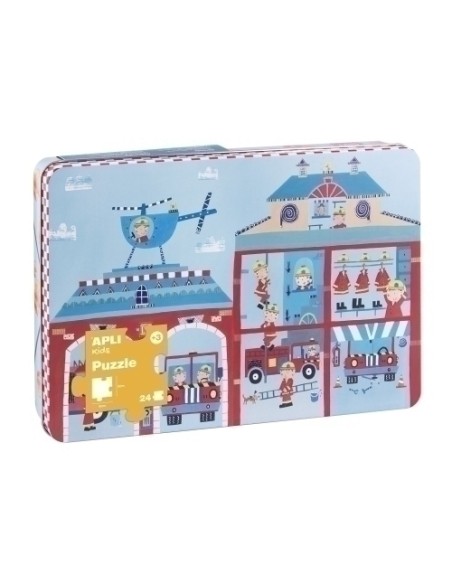 APLI PUZZLE TEMÁTICA BOMBEROS 24 PIEZAS CAJA METÁLICA +3 AÑOS