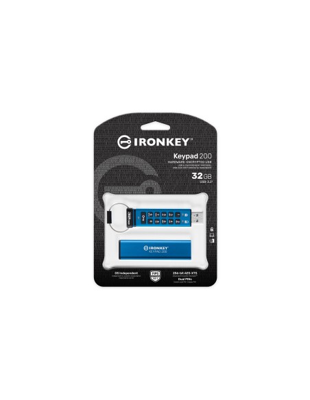 IronKey Keypad 200 unidad flash USB 32 GB USB tipo A 3.2 Gen 1 (3.1 Gen 1) Azul