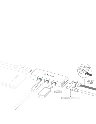 JUH340-N Mini HUB USB 3.0 de 4 puertos - UE/RU