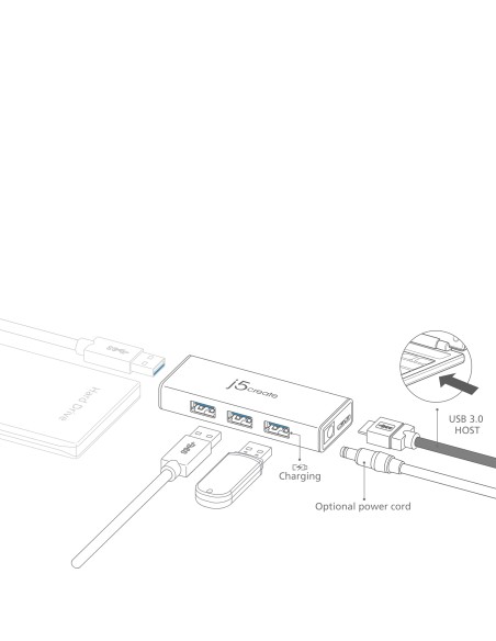JUH340-N Mini HUB USB 3.0 de 4 puertos - UE/RU