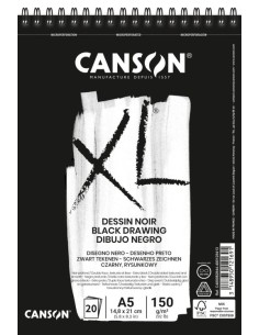 BLOC DIBUJO CANSON XL NEGRO A5 20H 150G