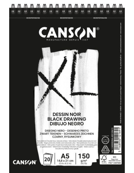 BLOC DIBUJO CANSON XL NEGRO A5 20H 150G BLOC DIBUJO CANSON XL NEGRO A5 20H 150G