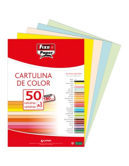 PAQ 50 CARTULINAS FIXO A3 180G ROSA