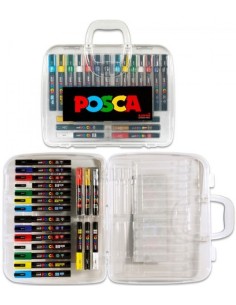Maletin 20 rotuladores uni posca pc1m pc3m pc5m