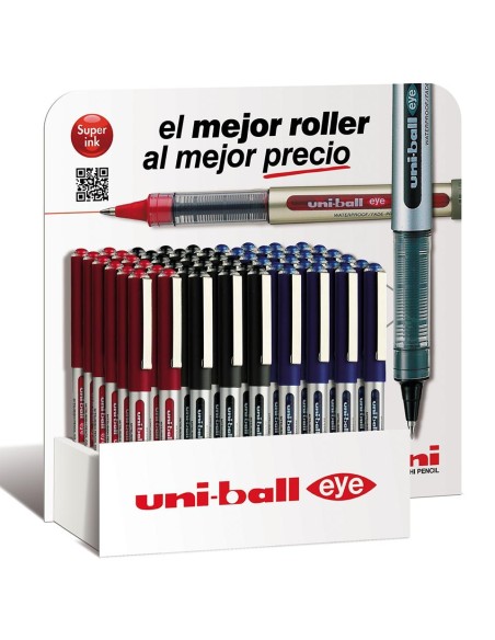 UNIBALL EXPOSITOR ROLLERBALL EYE ULTRA MICRO UB-150-38/3D 36 UNIDADES ROJO-NEGRO-AZUL -36U-