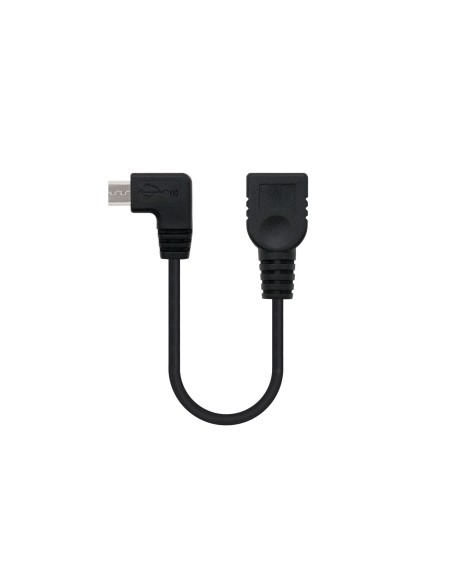 CABLE USB 2.0 OTG ACODADO, TIPO MICRO B/M-A/H, NEGRO, 15 CM