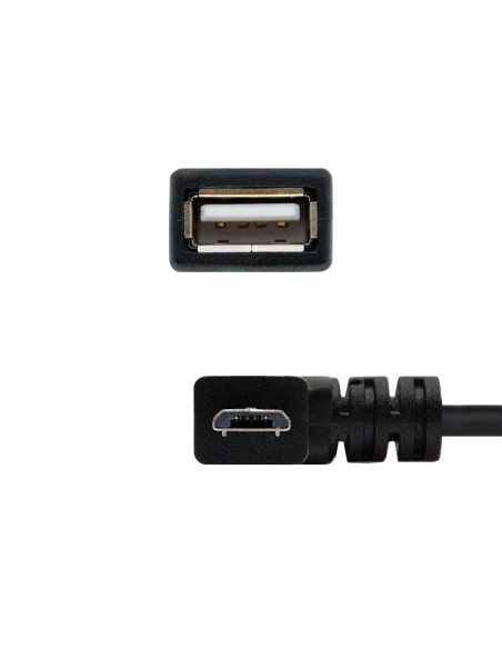 CABLE USB 2.0 OTG ACODADO, TIPO MICRO B/M-A/H, NEGRO, 15 CM