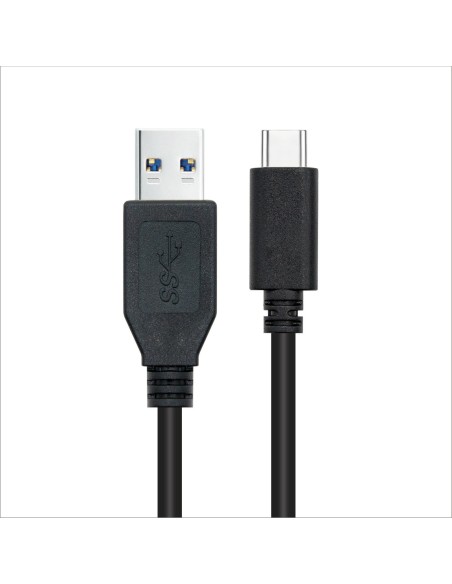 Cable USB 3.1 Gen2 10Gbps 3A, tipo USB-C/M-A/M, negro, 0.5 m