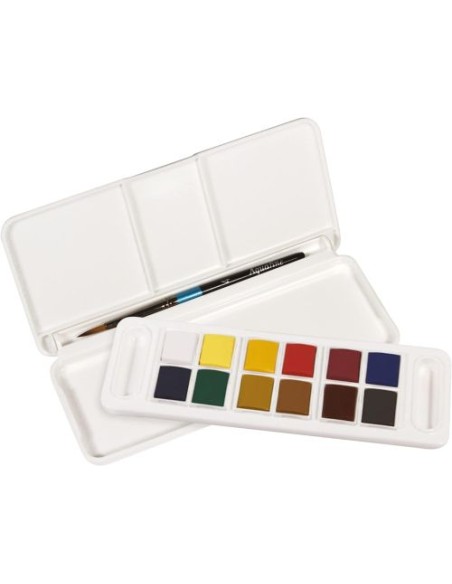 Estuche 12 pastillas acuarlela fina 1 mini pincel Daler Rowney