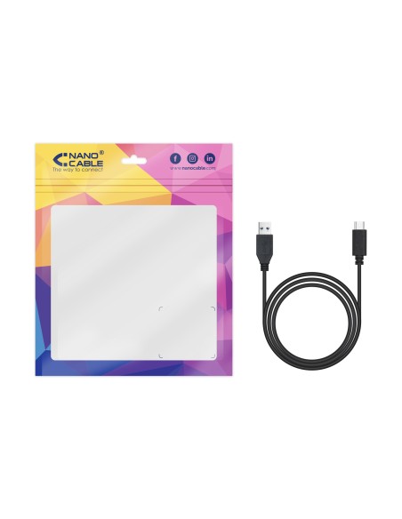 Cable USB 3.1 Gen2 10Gbps 3A, tipo USB-C/M-A/M, negro, 0.5 m