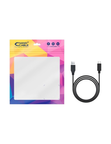 Cable USB 3.1, Gen2 10 Gbps 3A, tipo USB-C/M-A/M, Negro, 2 m