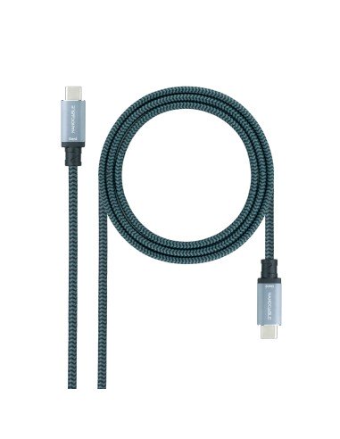 Cable USB 3.1 Gen2 10Gbps 5A, 4K/60Hz, USB-C/M-USB-C/M, Gris/Negro, 0.5 m