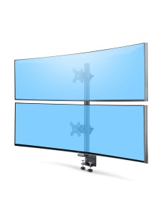 Soporte de Sobremesa para Dos Monitores Apilados Verticalmente de 49" 16:9 o 32:9 - Capacidad de Carga de 32kg - de Mordaza en C