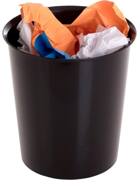 PAPELERA PLASTICO COLOR NEGRO 18L