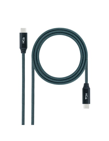 Cable USB 3.2 Gen2x2 20Gbps 5A/100W 4K/60Hz USB-C/M-USB-C/M, Gris/Negro, 0.5 m