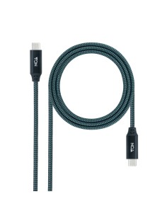 Cable USB 3.2 Gen2x2 20Gbps 5A/100W 4K/60Hz USB-C/M-USB-C/M, Gris/Negro, 1 m