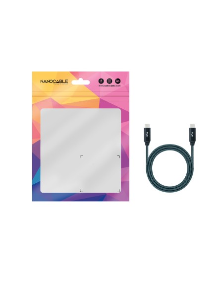 Cable USB 3.2 Gen2x2 20Gbps 5A/100W 4K/60Hz USB-C/M-USB-C/M, Gris/Negro, 1 m