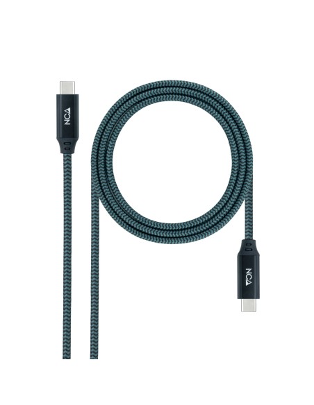 Cable USB 3.2 Gen2x2 20Gbps 5A/100W 4K/60Hz USB-C/M-USB-C/M, Gris/Negro, 2 m