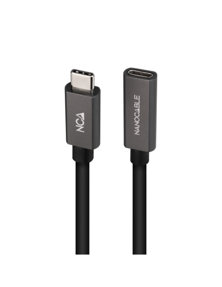 Cable Prolongador USB-C 3.2 Gen2x2 20Gbps 3A, 4K/60Hz, USB-C/M-USB-C/H, Negro, 1 m