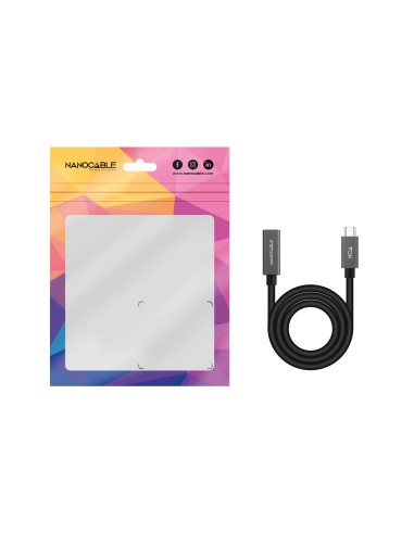 Cable Prolongador USB-C 3.2 Gen2x2 20Gbps 3A, 4K/60Hz, USB-C/M-USB-C/H, Negro, 2 m