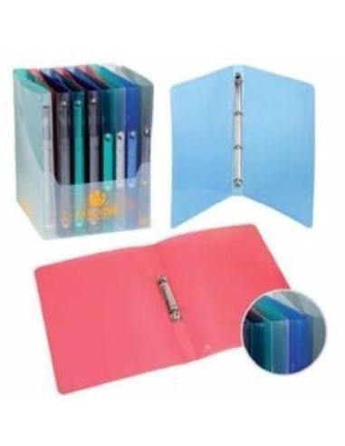 Exp 12 carpetas a4 4 anillas 25mm polipropileno cierre con goma sdune