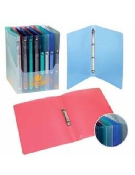Exp 12 carpetas a4 4 anillas 25mm polipropileno cierre con goma sdune