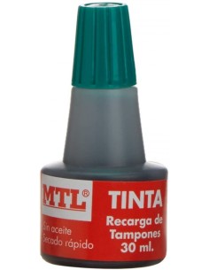 BOTELLA DE TINTA 30ML VERDE RECARGA ENTINTADO DE TAMPON MTL