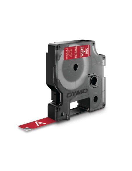 D1 - Etiquetas Durable - Blanco sobre rojo - 12mm x 7m