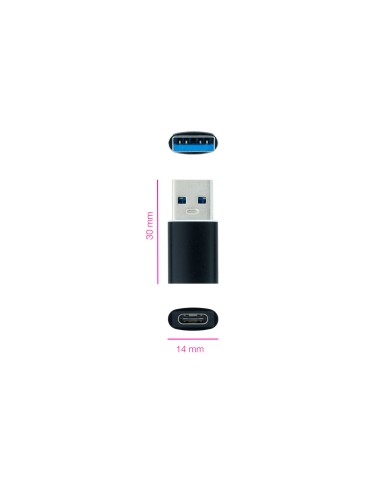 Adaptador USB-A 3.1 a USB-C, USB-A/M-USB-C/H, Negro