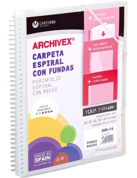 CARPETA 20 FUNDAS CANGURO A4 ARCHIVEX STAR INCOLORA