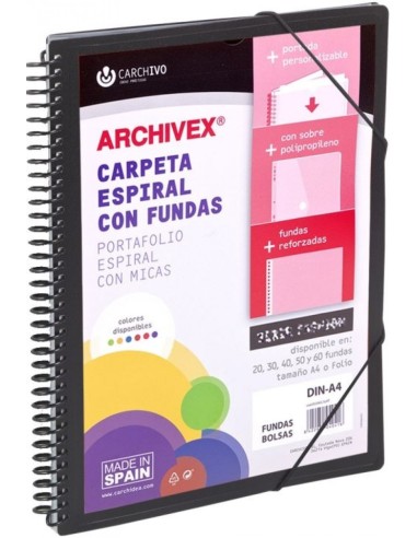 CARPETA 20 FUNDAS CANGURO A4 ARCHIVEX STAR NEGRO