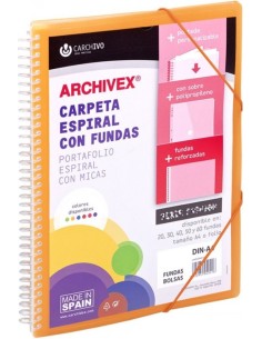 CARPETA 30 FUNDAS CANGURO A4 ARCHIVEX STAR NARANJA