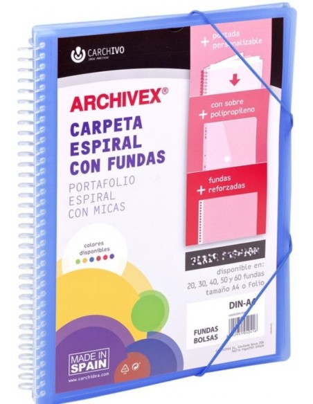 CARPETA 50 FUNDAS CANGURO A4 ARCHIVEX STAR AZUL