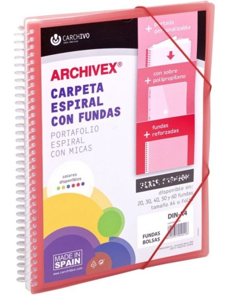 CARPETA 60 FUNDAS CANGURO A4 ARCHIVEX STAR ROJO