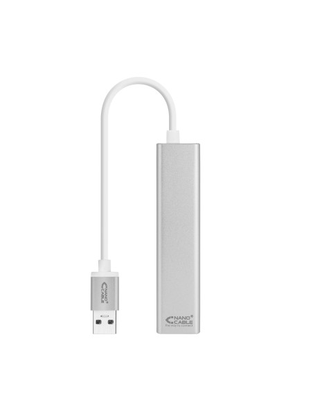 Conversor USB 3.0 a Ethernet Gigabit + 3xUSB 3.0, Plata, 15 cm