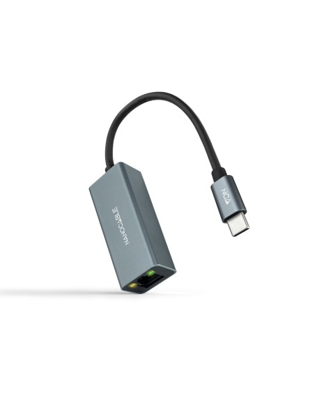 Conversor USB-C a Ethernet Gigabit 10/100/1000 Mbps, Aluminio, Gris, 15 cm