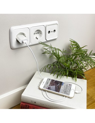 Cable Lightning a USB-A, Lightning/M -USB A/M, Blanco, 50 cm