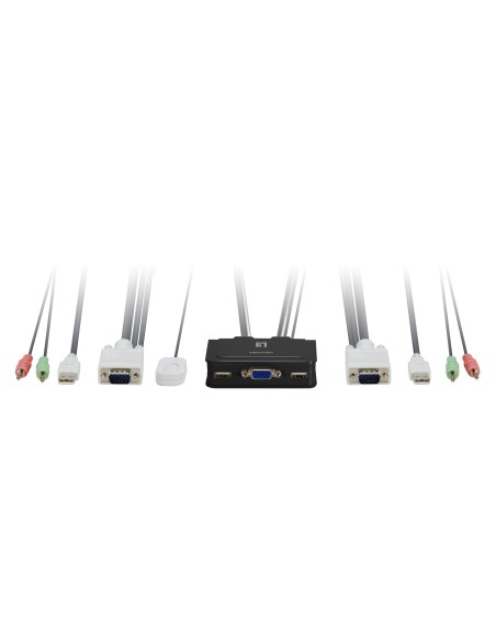 KVM de 2 puertos, VGA, USB, Audio