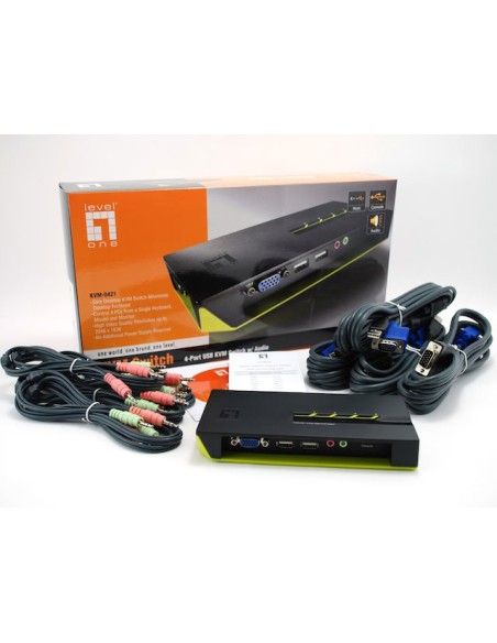 Switch KVM de 4 puertos USB con Audio