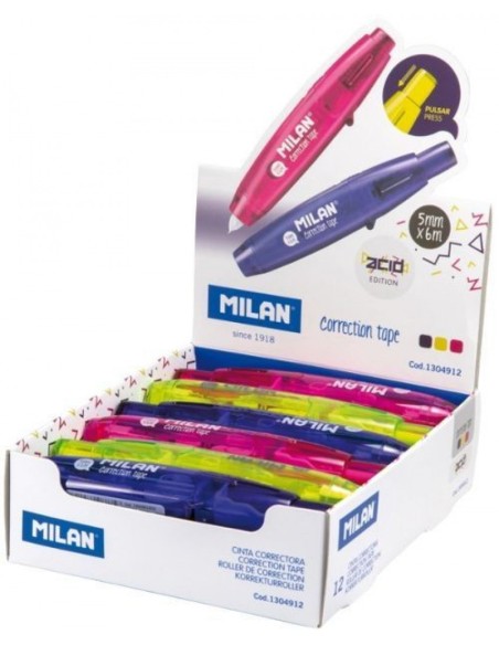 Exp 12 cinta correctora acid edition 5mmx6m recargable milan