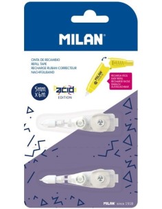 Blister 2 recambios cinta correctora acid edition 5mmx6m milan