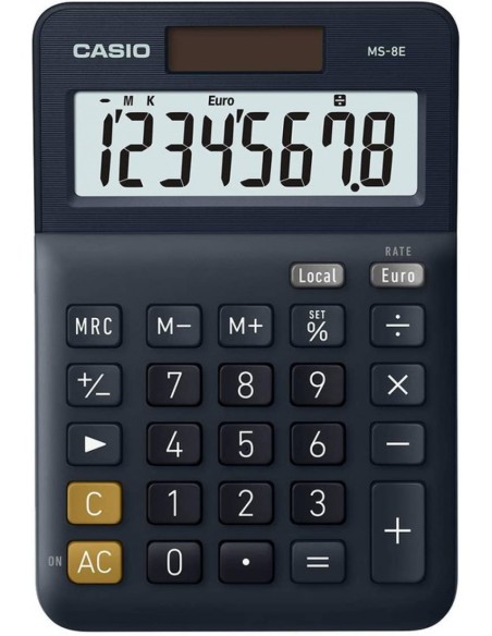 Calculadora sobremesa ms 8e 8 digitos solar pilas azul