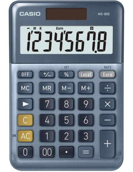 Calculadora sobremesa ms 80e 8 digitos solar pilas azul