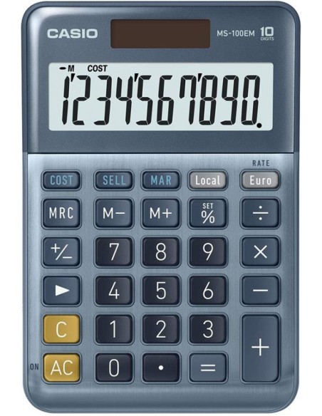 Calculadora sobremesa ms 100em 10 digitos solar pilas azul