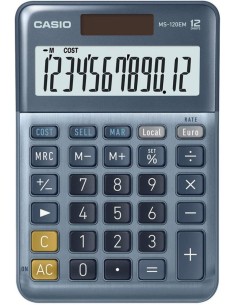 CALCULADORA SOBREMESA MS 120EM 12 DIGITOS SOLAR PILAS AZUL