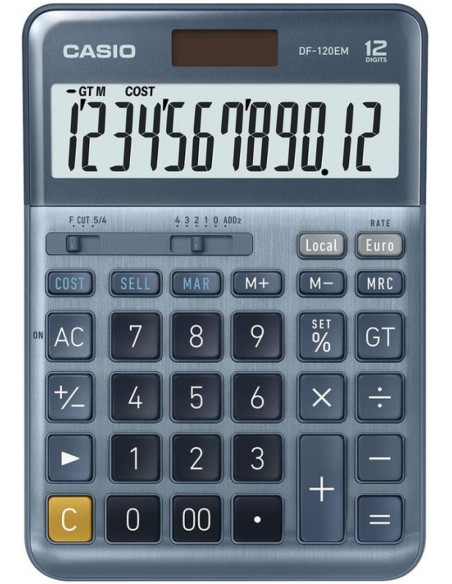 Calculadora sobremesa df 120em 12 digitos solar pilas azul