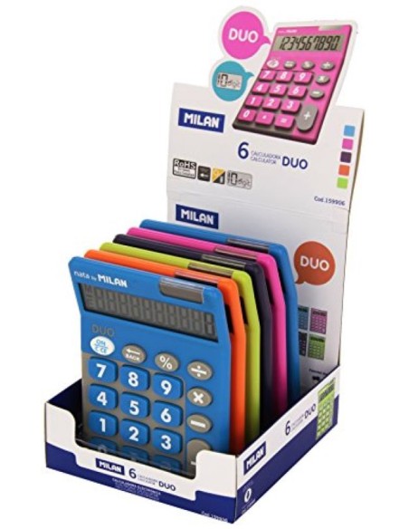 Exp 6 calculadoras touch duo 10 digitos milan colores surtidos