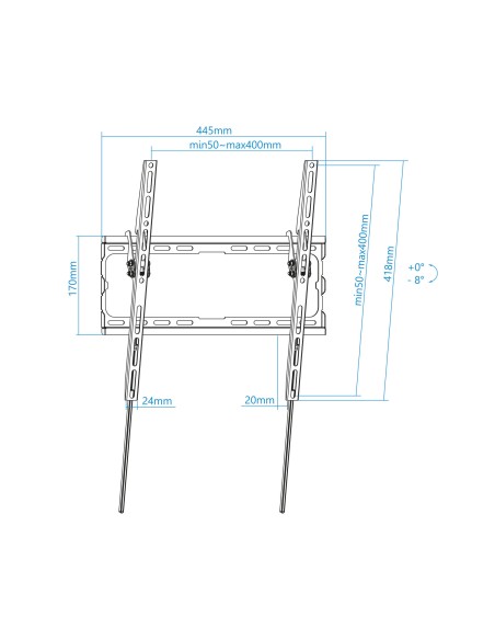 LP1071T-B soporte para TV 177,8 cm (70") Negro